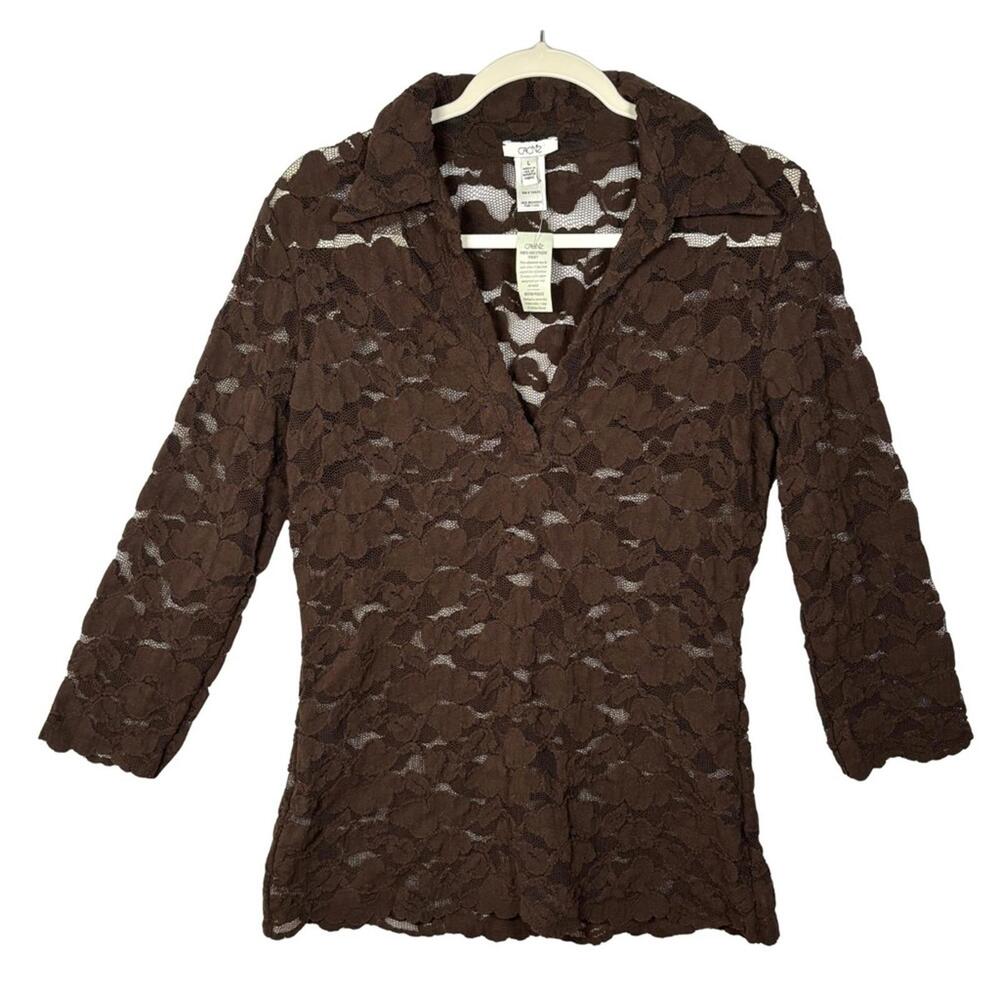 NWT Cache Vintage Lace Top Brown Large